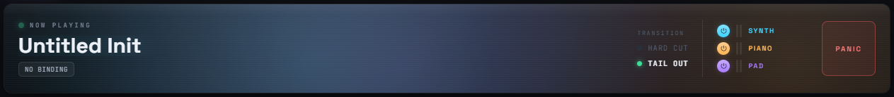 The Now Playing bar on the LIVE page