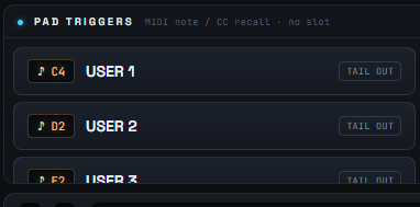 SAAM's pad triggers
