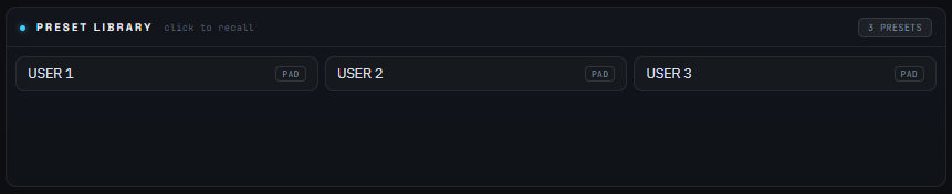 The Preset Library on the LIVE page