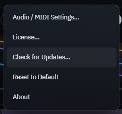 SAAM's settings menu
