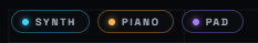 The SYNTH / PIANO / PAD layer selector